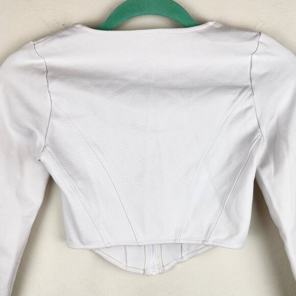Aritzia Sunday Best Maverick Bustier Long Sleeve Zip Crop Top White sz XS - Picture 6 of 10
